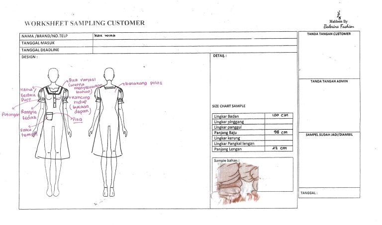 Tech pack sebagai panduan produksi pakaian massal untuk brand fashion
