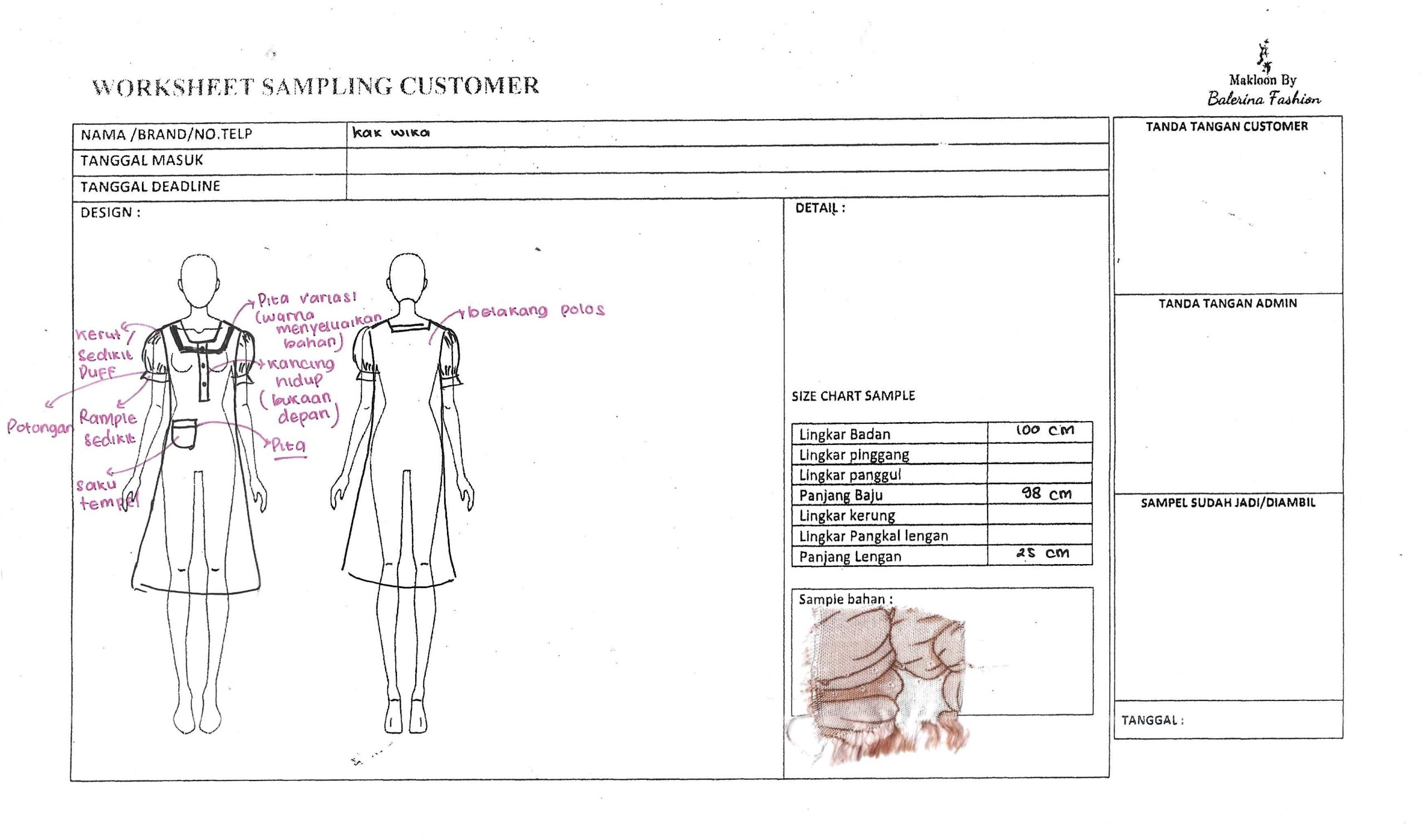 Tech pack sebagai panduan produksi pakaian massal untuk brand fashion